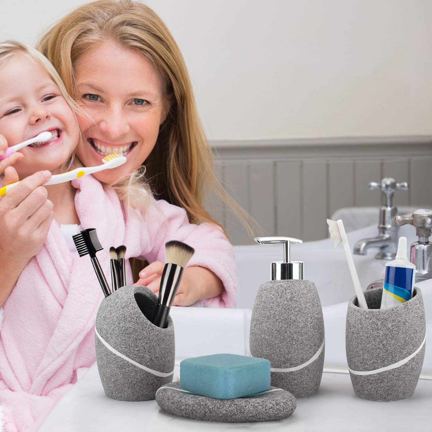 Bathroom Accessory Set,4 Pieces Bathroom Decor Complete Set Vanity Countertop...
