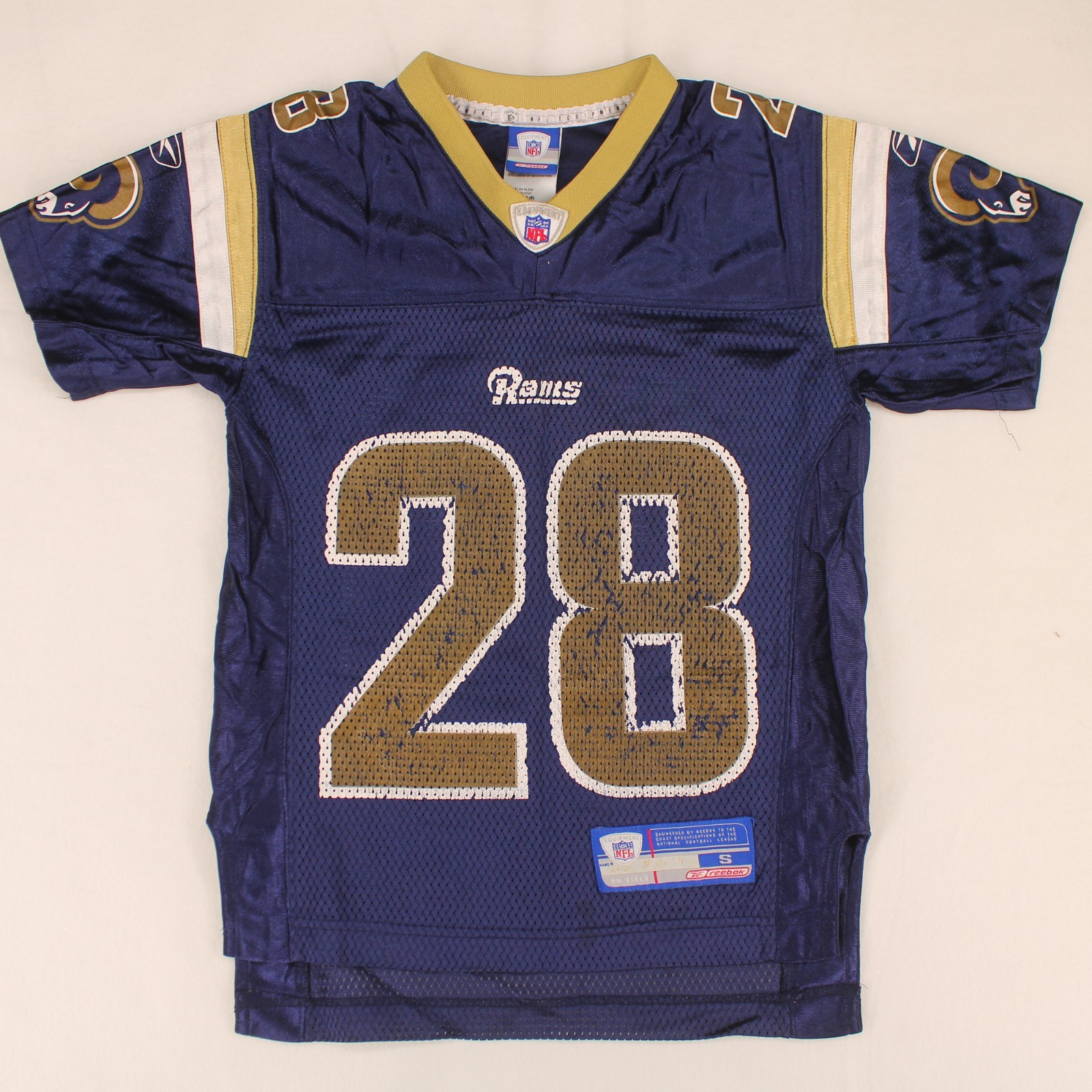 MARSHALL FAULK Vtg y2k St. Louis Rams Jersey REEBOK On Field Youth Small 8