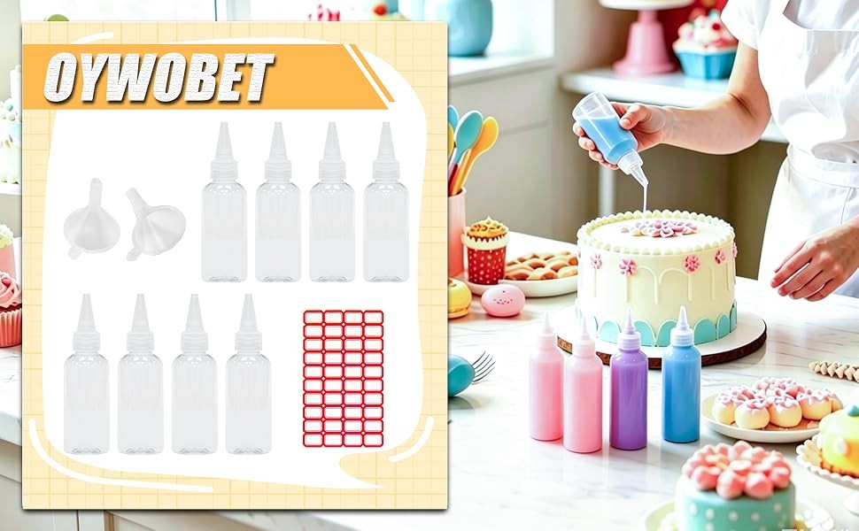 8 Pcs 60ml/2oz Clear Plastic Squeeze Bottles with Caps | Reusable Small Squeeze