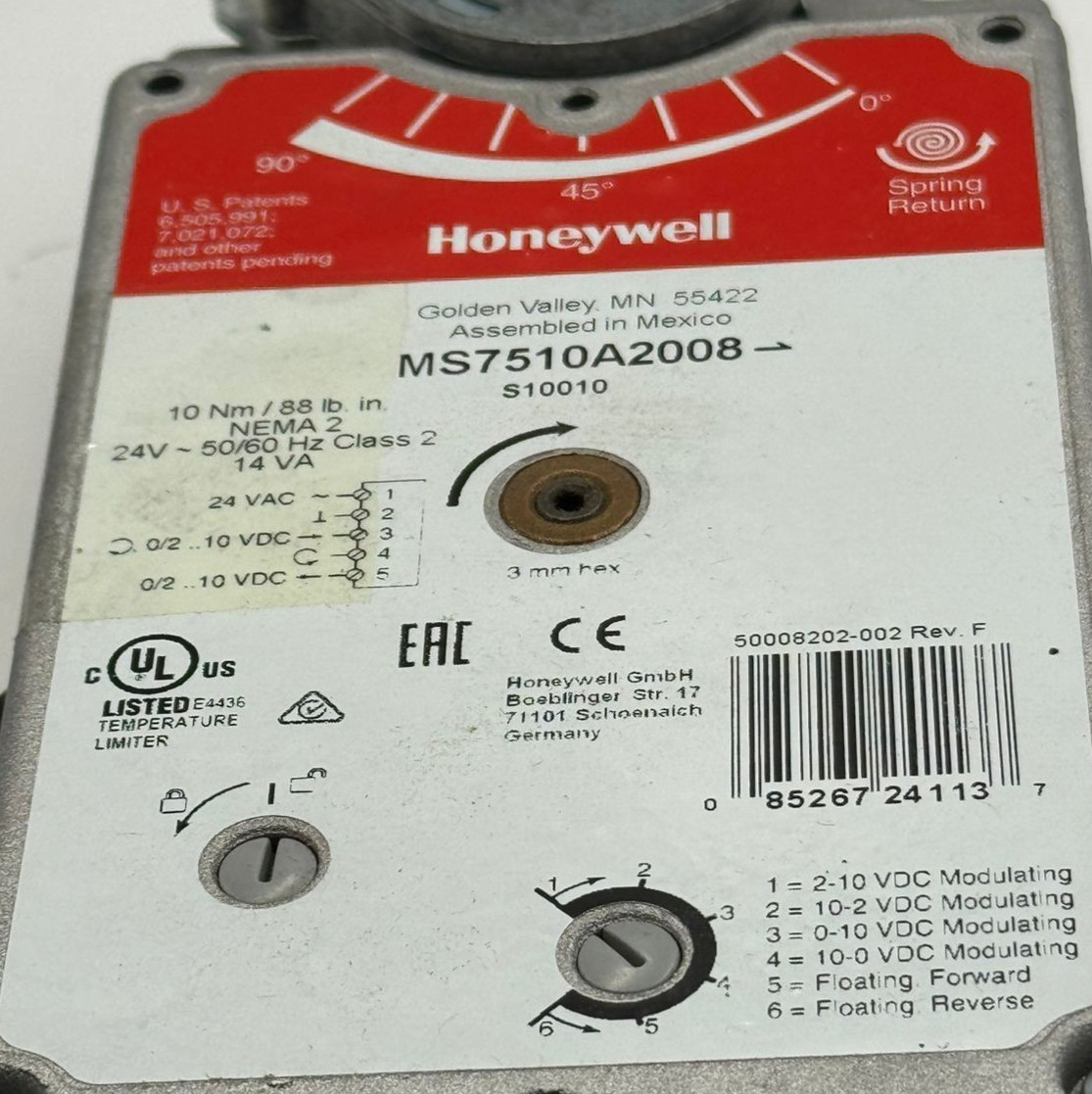 HONEYWELL ms7510a2008 Direct Coupled Actuator