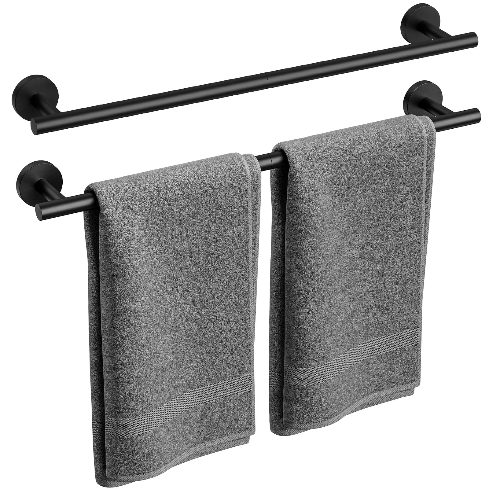 Bubxo 2 Pack Matte Black Towel Bar, 24 Inch 26 Inch, Black-2pcs