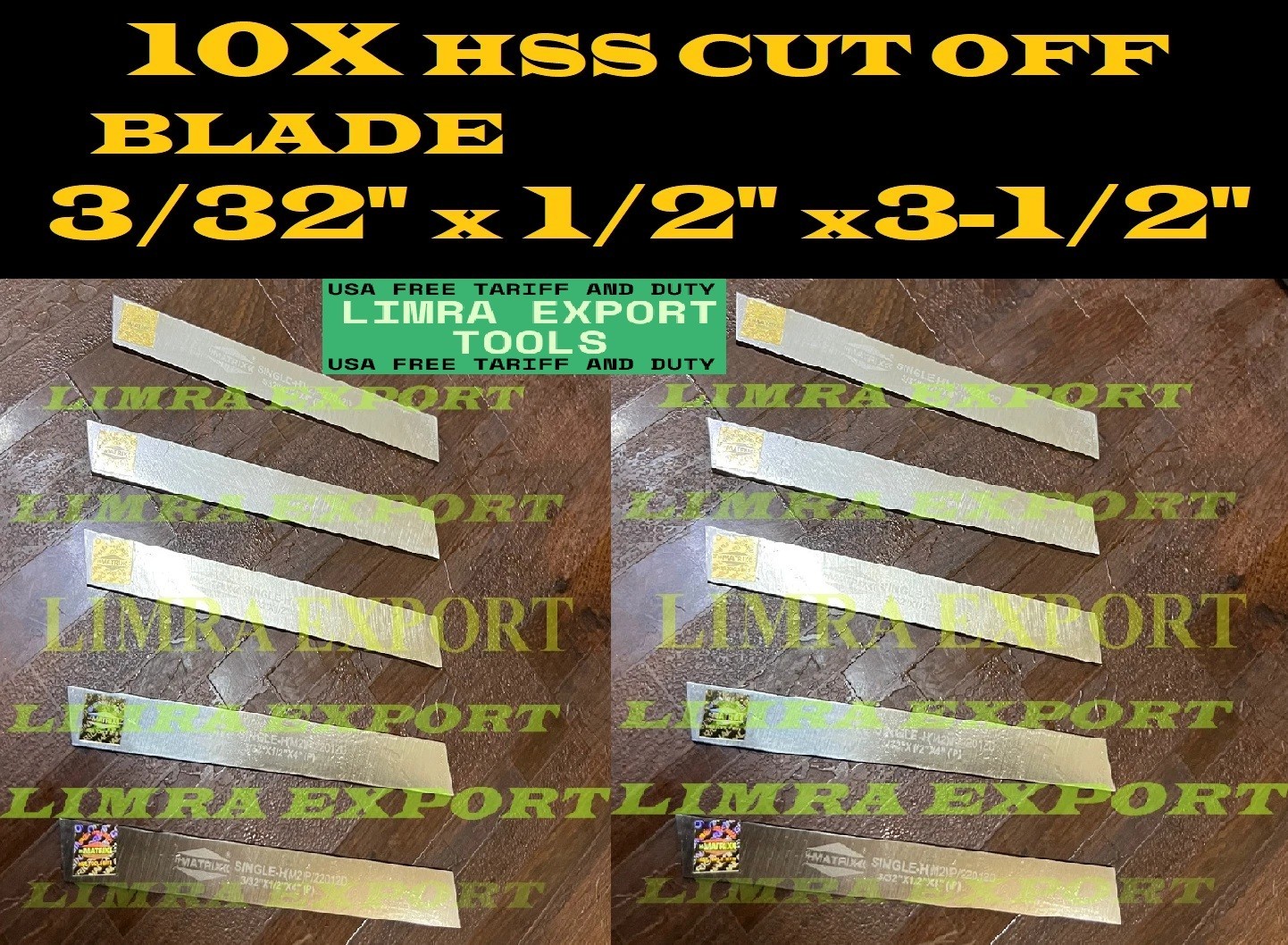 10x Cut Off Parting Blade High Speed Steel 3/32" Inch x 1/2" Inch x 3-1/2" Inch