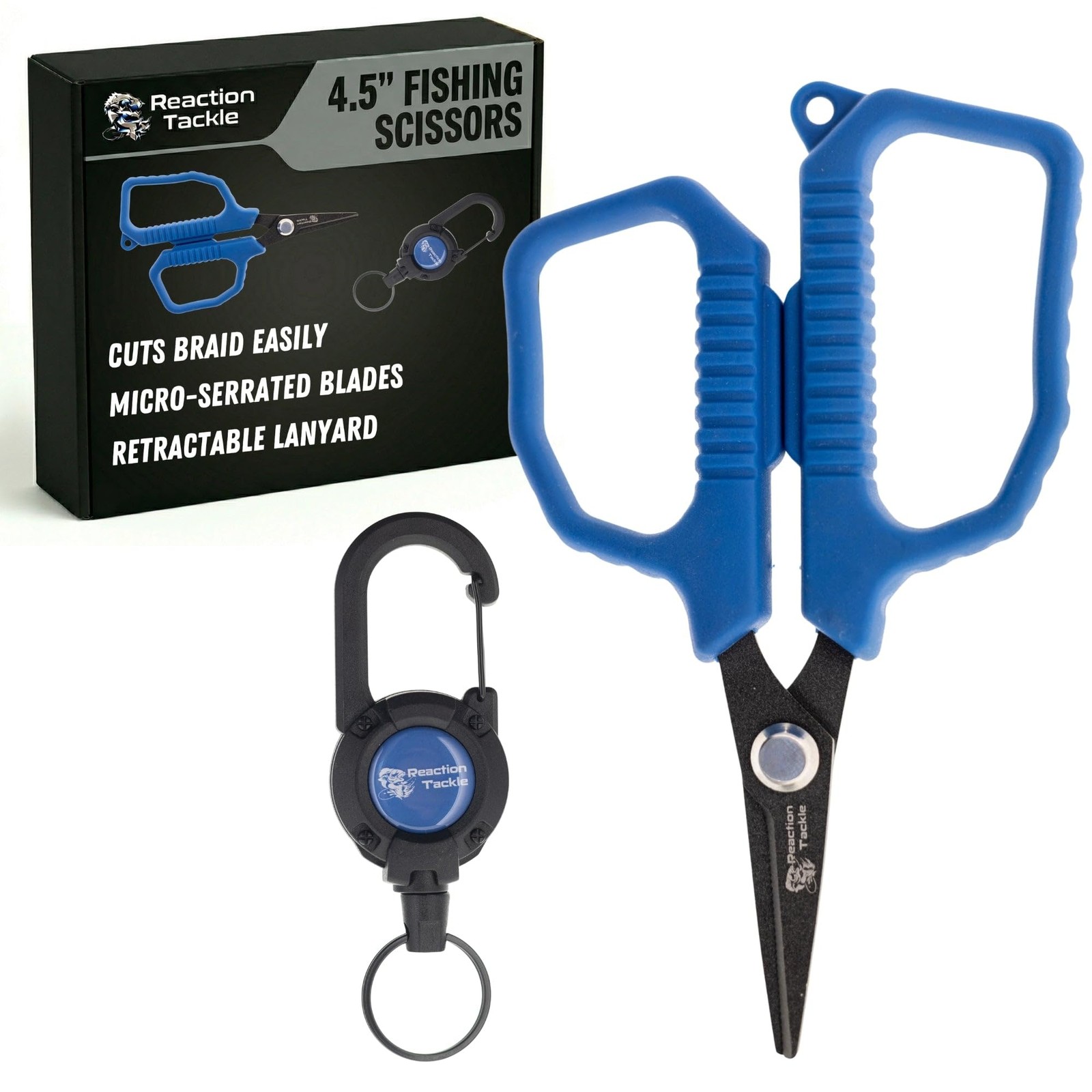 Micro Serrated Fishing Scissors with Retractable Lanyard and Carabiner, Preci...