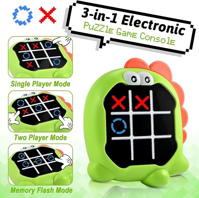 Tic Tac Toe Bolt Game, 3-In-1 Handheld Games, Portable Travel Games Brain Memory