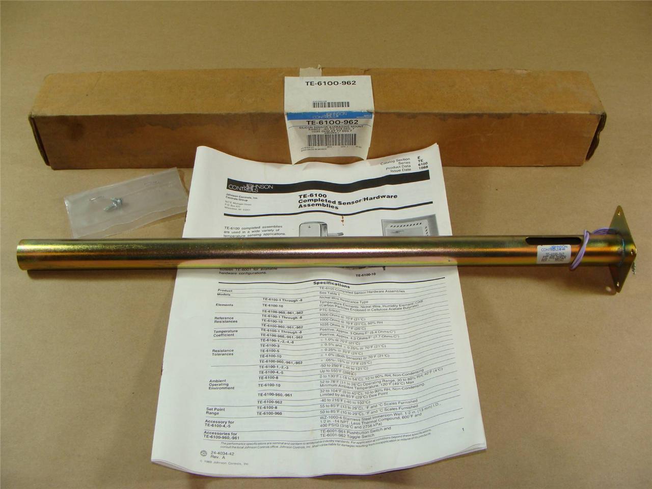 NEW JOHNSON CONTROLS TE-6100-962 SILICON DUCT TEMPERATURE SENSOR -40 - 216 DEG F