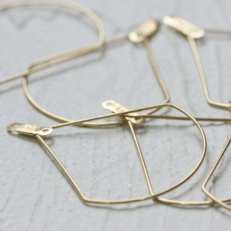 20 Pieces Solid Raw Brass Earring Component - Finding - Fan 32x40mm (CW-4296C)