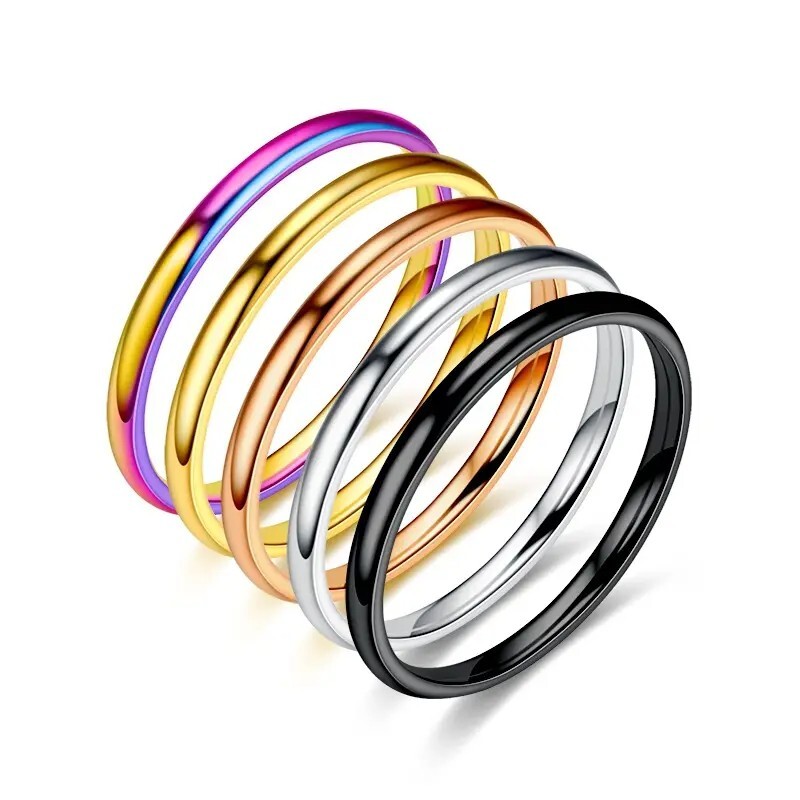 2MM Stainless Steel Men Women Wedding Engagement Ring Size 6-11 Christmas Gifts;