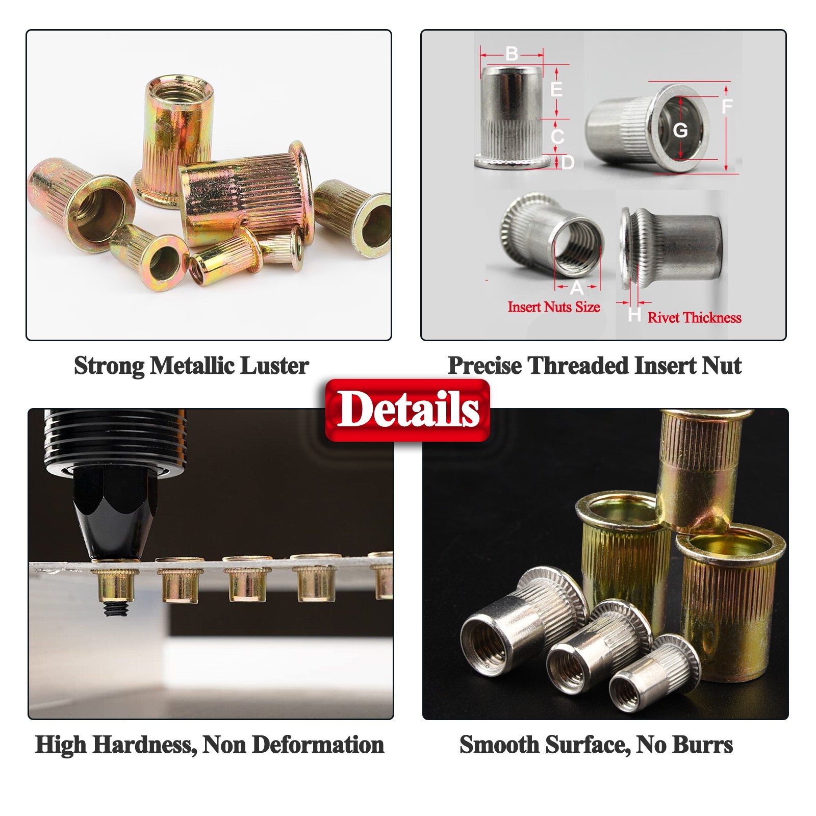 1200x Metric Rivet Nut Kit For Rivnut Tool Nut Setter Thread Setting Nutsert Gun