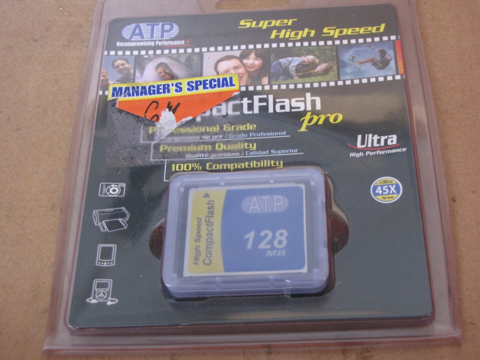 ATP PROFESSIONAL GRADE 128 MB COMPACT FLASH PRO ULTRA CARD w PRICE TAGS