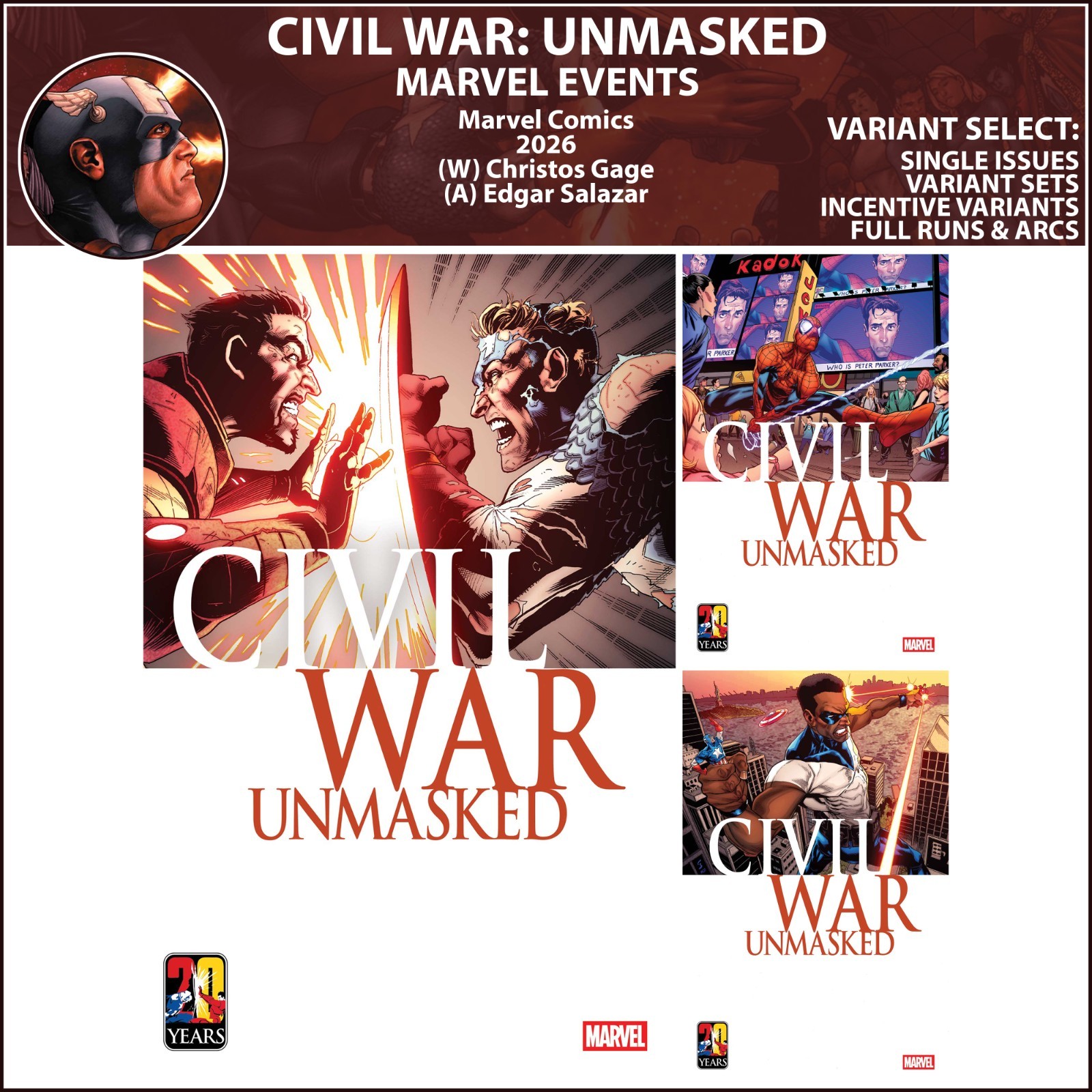 Civil War: Unmasked (2026) #1 2 3 Marvel Comics COVER SELECT