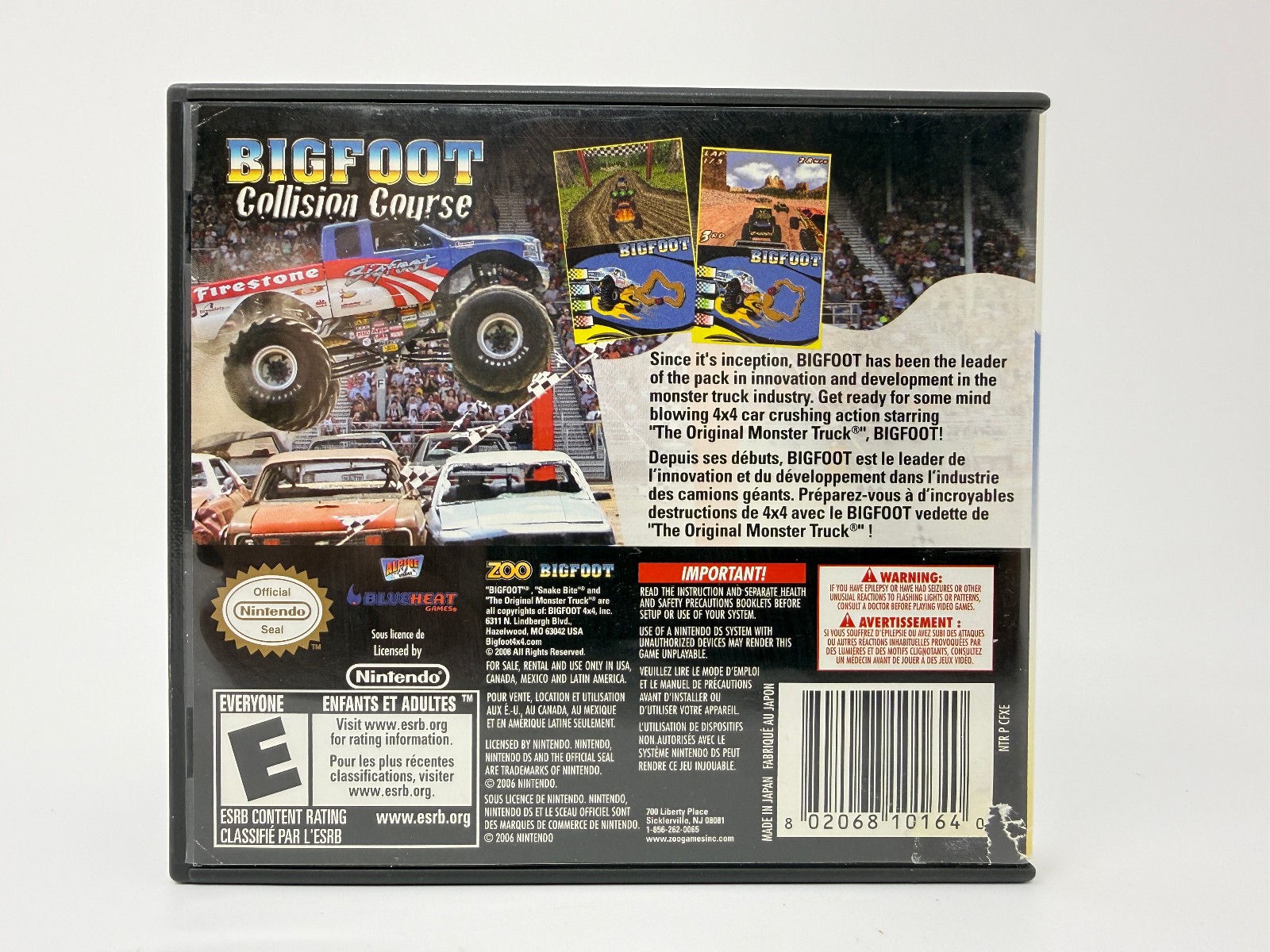 Bigfoot: Collision Course (Nintendo DS) *CASE & MANUAL ONLY - NO GAME*
