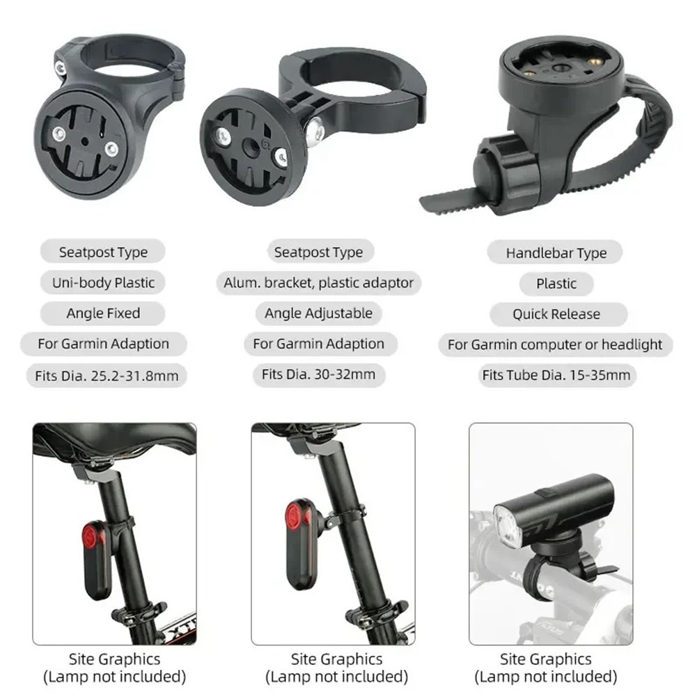 Bike Light Mounting Bracket Aluminum for Garmin For Bryton with Rubber Pads
