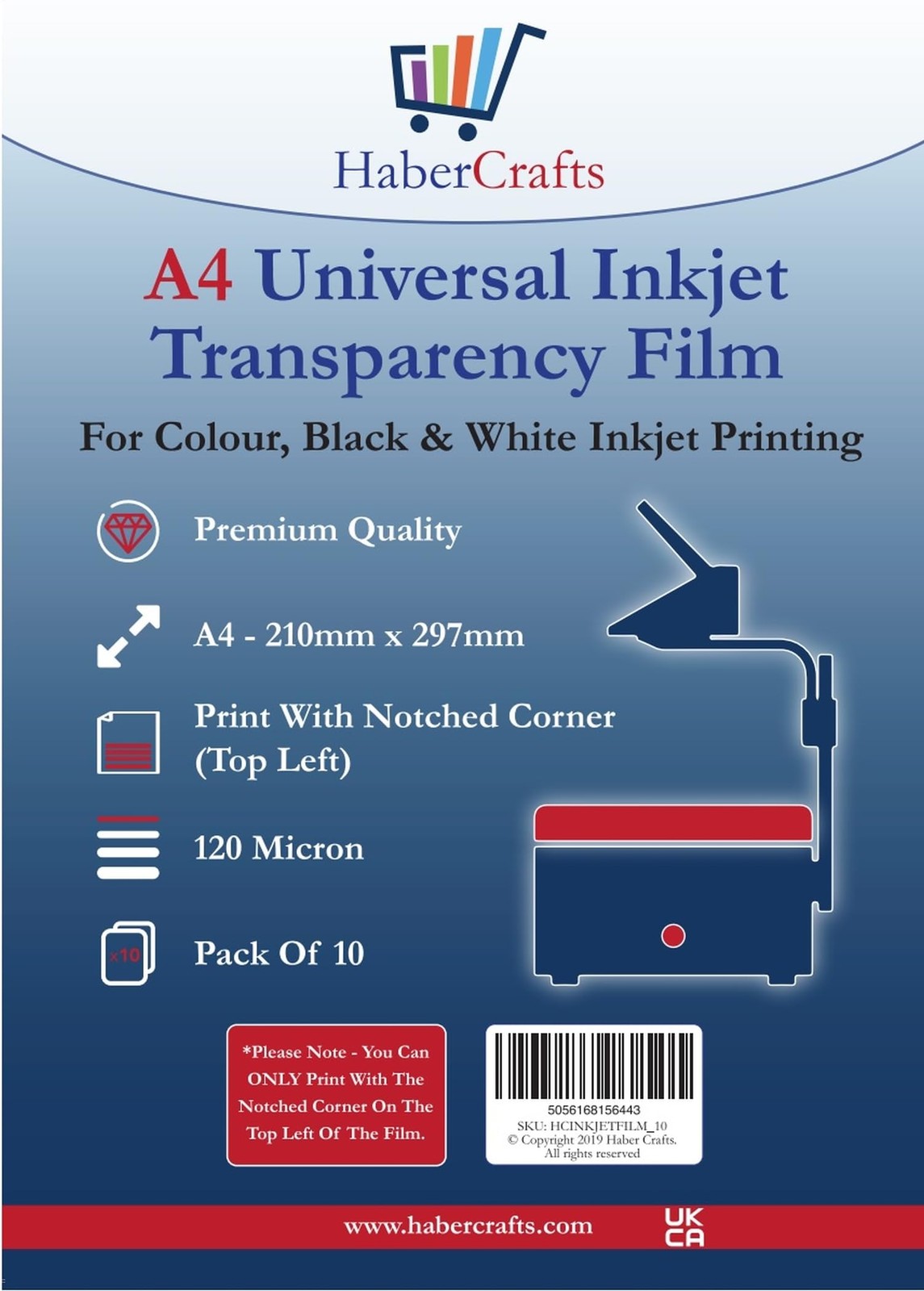 Universal Inkjet Transparency Film A4 Clear OHP Sheets Ink 10 Sheets,
