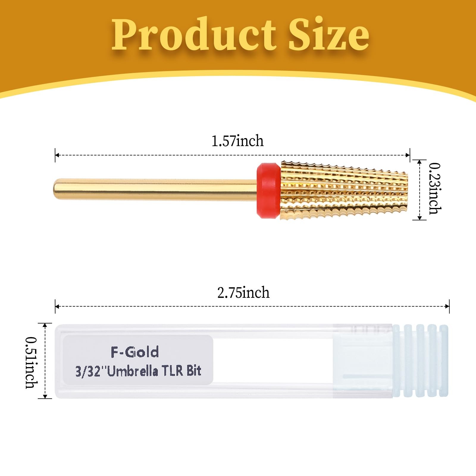 5 in 1 Nail Drill Bits Carbide Tungsten Two Way Rotate Gold