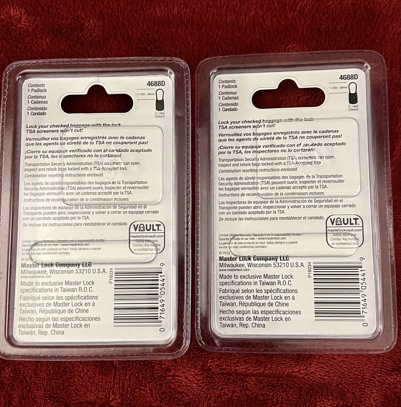 BUNDLE~ 2 MASTER LOCKS 4688D BLACK & RED TSA Approved Easy Set & Reset Combo NEW