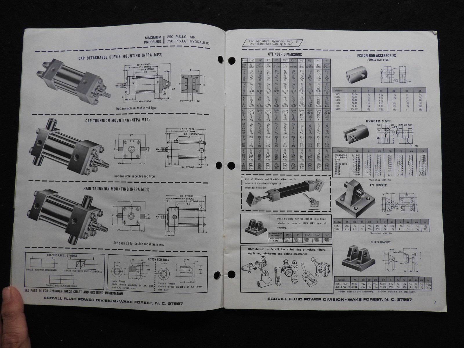 1972 Schrader Pneumatic & Hydraulic Cylinders Wake Forest NC Engineering Catalog