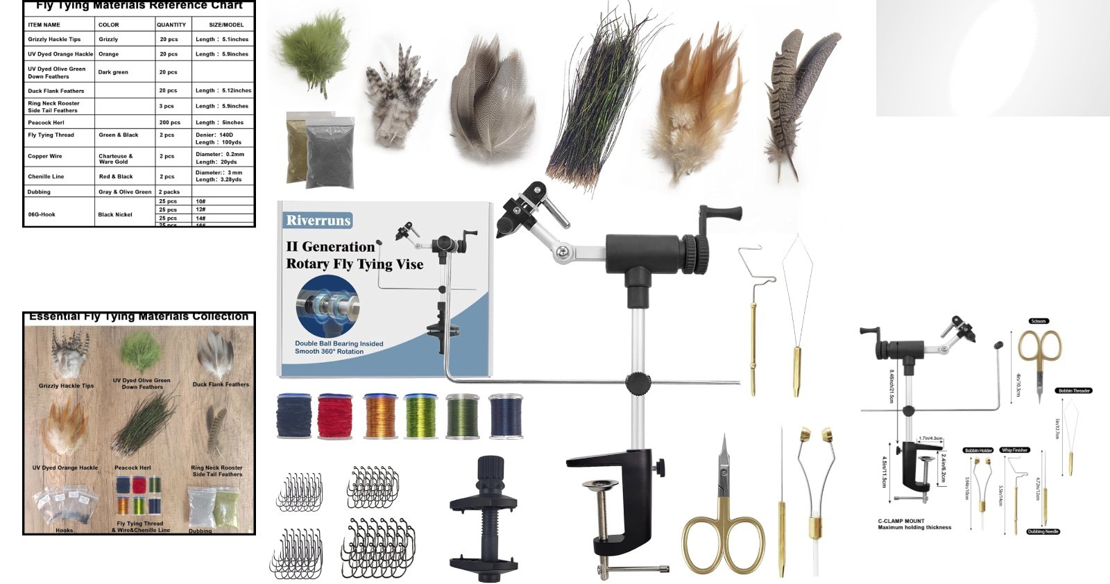 Professional MicroGrip Fly Tying Vise with Essential Tools – Travel-Ready Kit