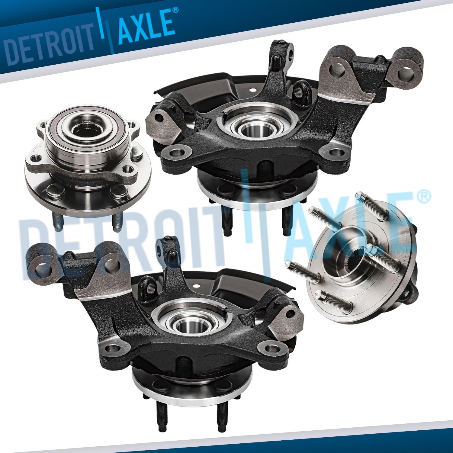 Front Steering Knuckles Rear Wheel Hub Bearings for 2011 2012 - 2014 Ford Edge