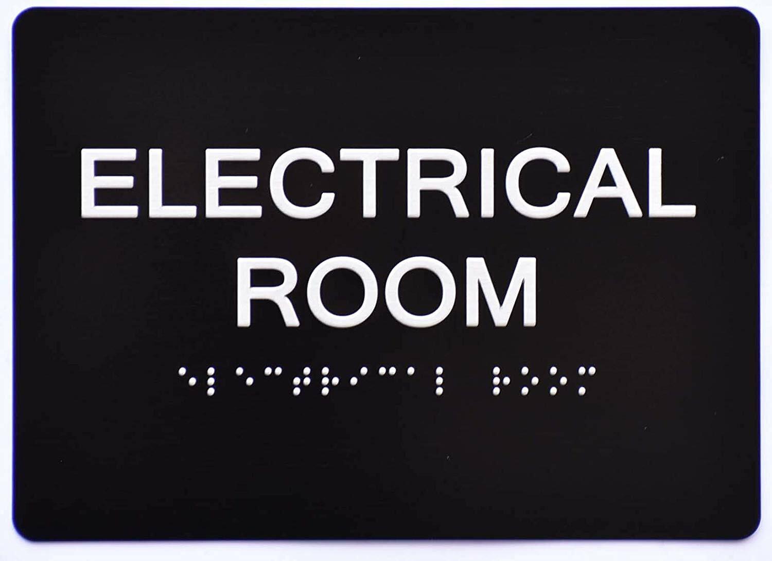 Electrical Room Sign Black (Aluminium, Black/Silver,Size 5x7)-REF24-1027