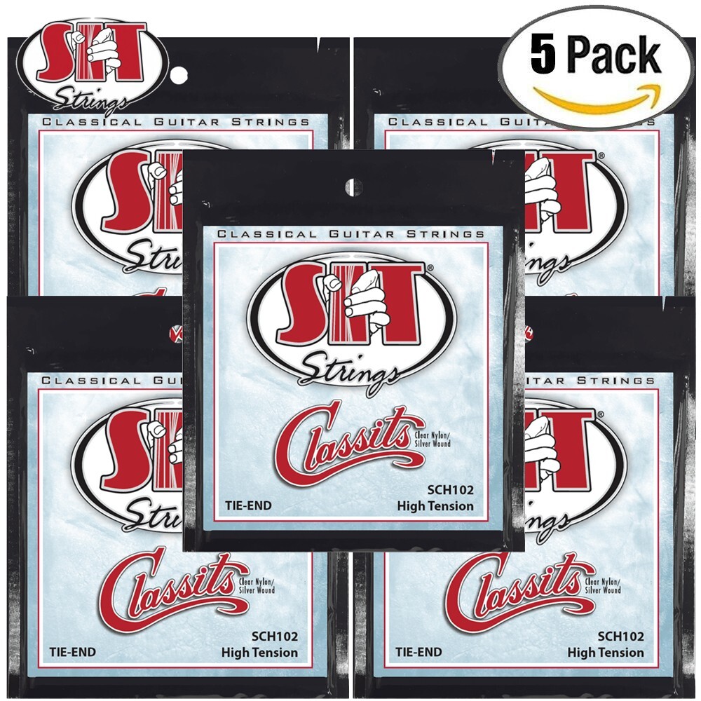5-PACK SIT SCH102 Classits Clear Nylon High Tension Classical Guitar Strings