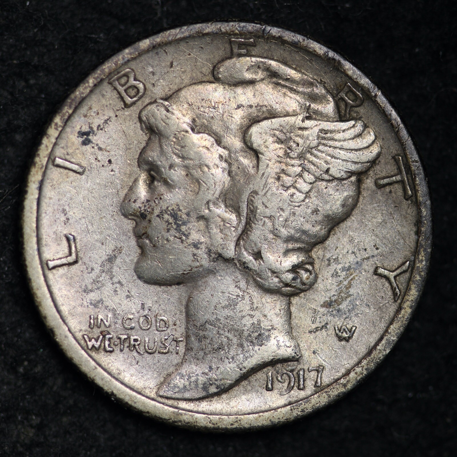 1917-S Mercury Silver Dime CHOICE XF FREE SHIPPING E310 ACR