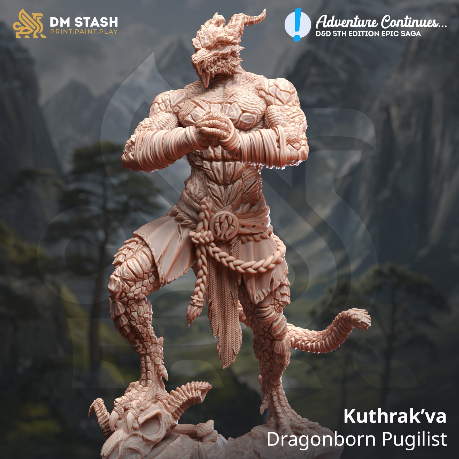 Dungeons & Dragons Beastfolk Barbarian Miniature - Kuthrak'va - DnD RPG Wargames