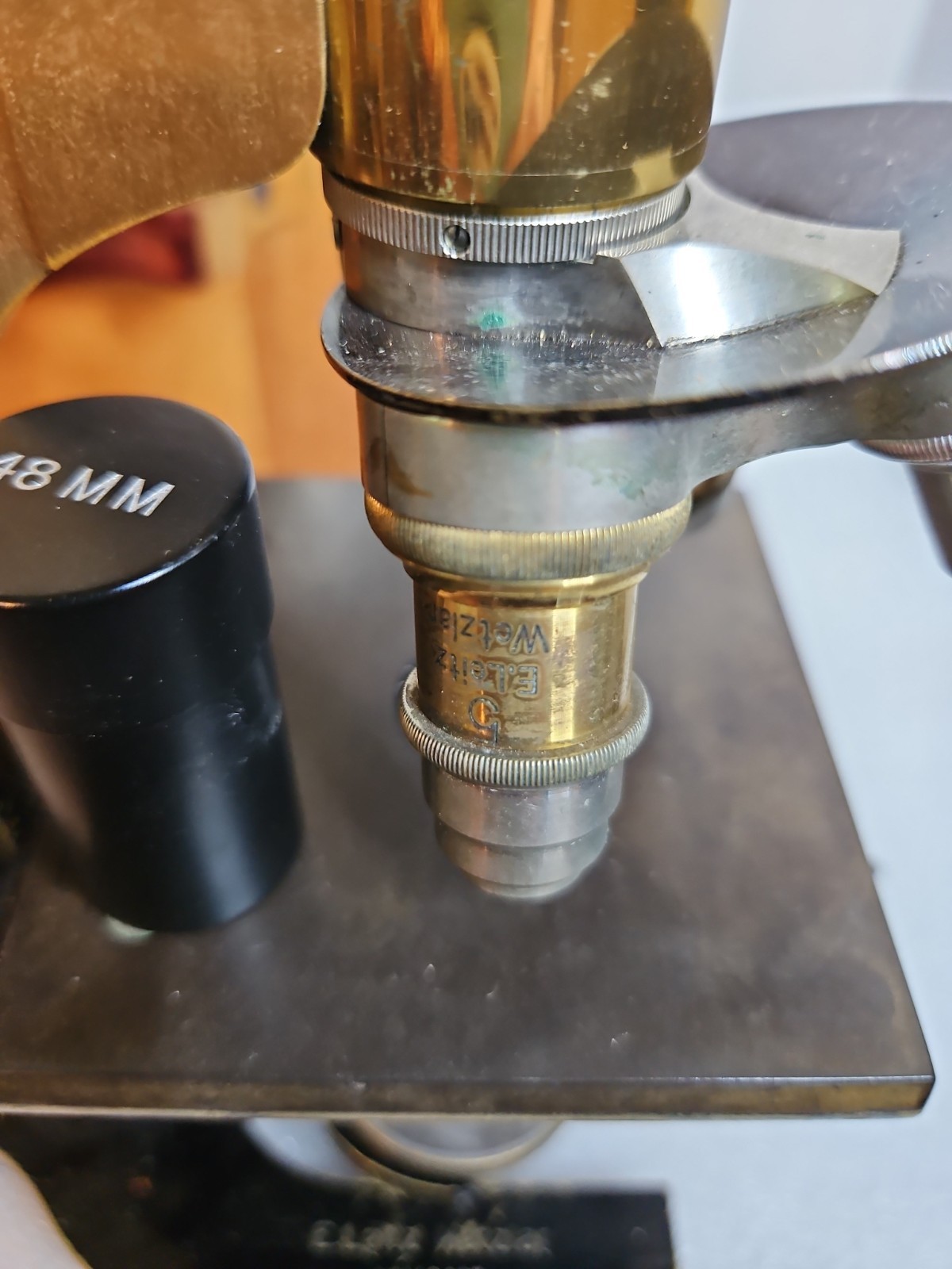 E LEITZ WETZLAR Vtg PETROGRAPHIC POLARIZING MICROSCOPE W/CASE, Acc. Brass Rare