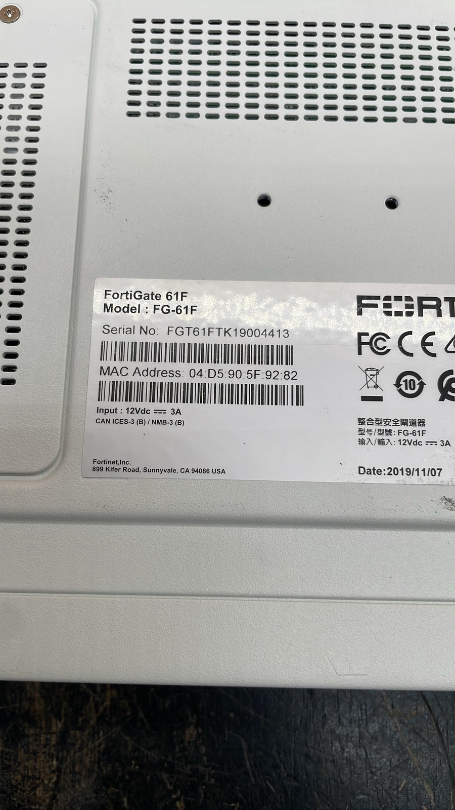 Fortinet FortiGate FG-61F Enterprise Network Security Appliance Firewall Unit