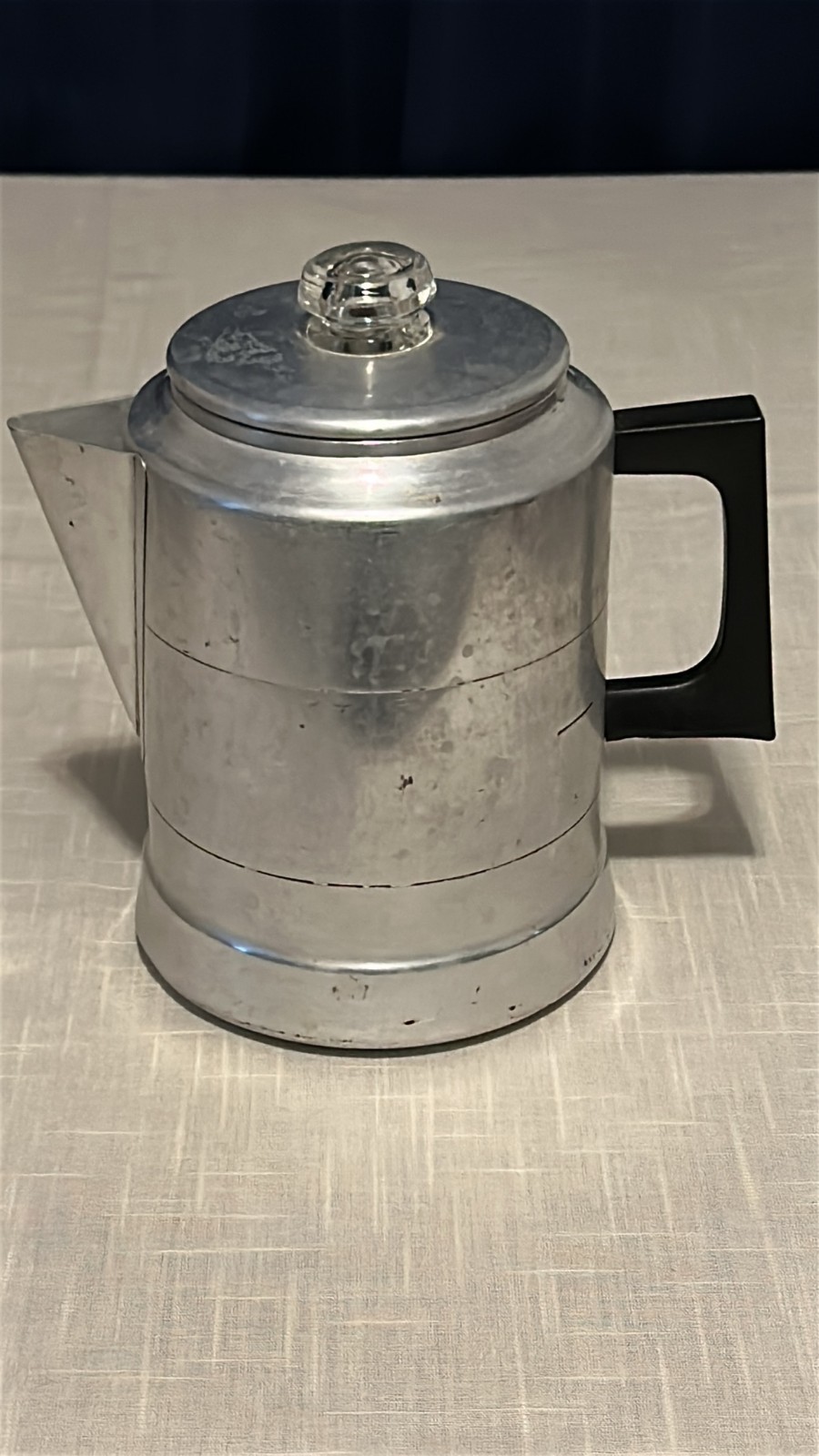 Vintage Comet Aluminum Stovetop Coffee percolator Pot Glass Knob Bakelite USA