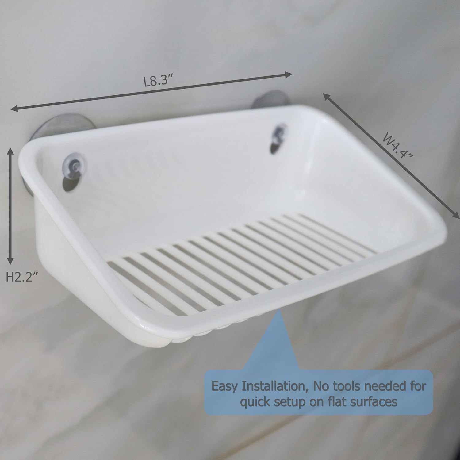 EIKS Storage Basket Organizer Shelf with Suction Cup for Bedroom Office White