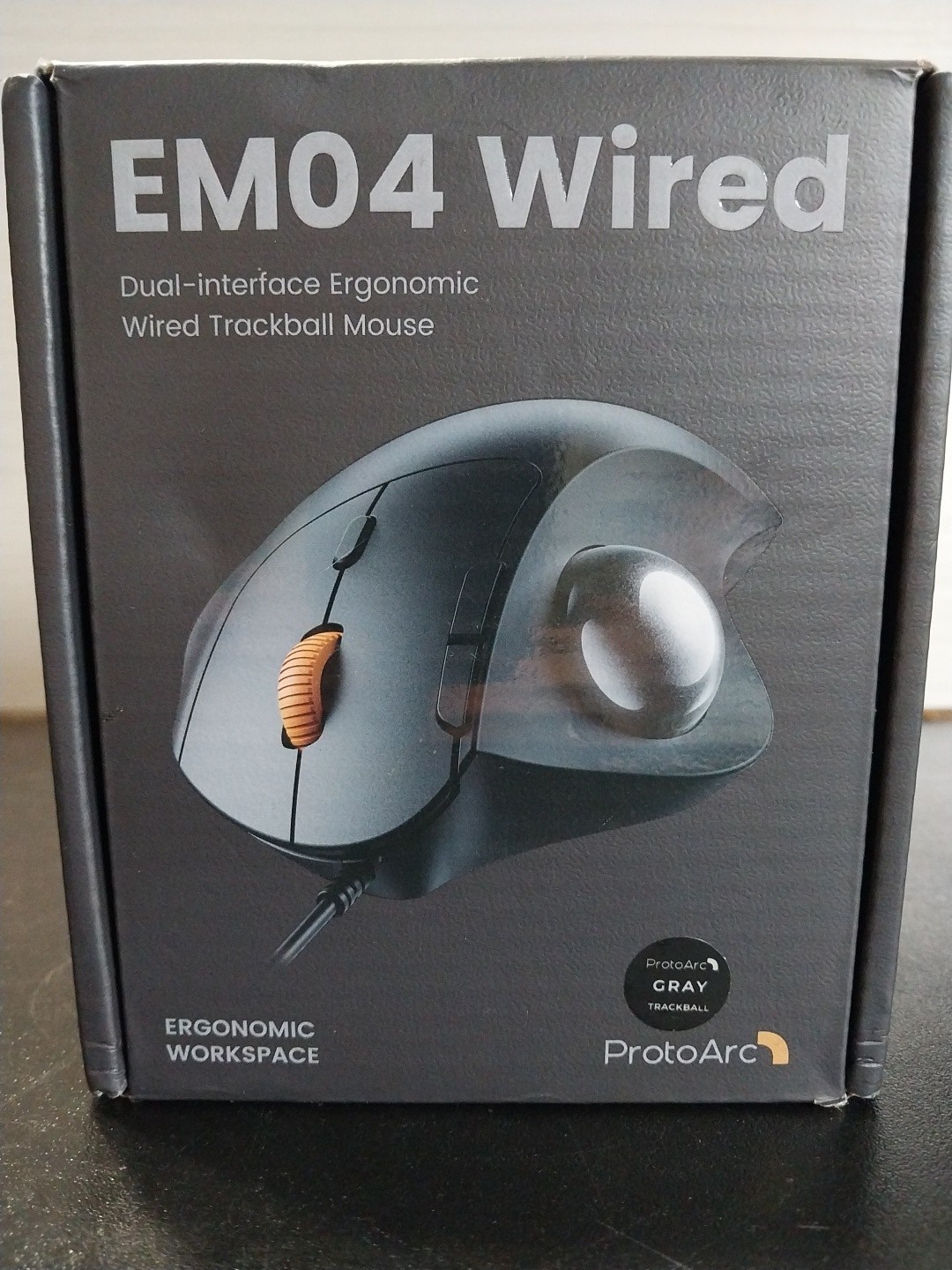 ProtoArc EM04 Wired Ergonomic Trackball Mouse Adjustable DPI, USB & USB-C