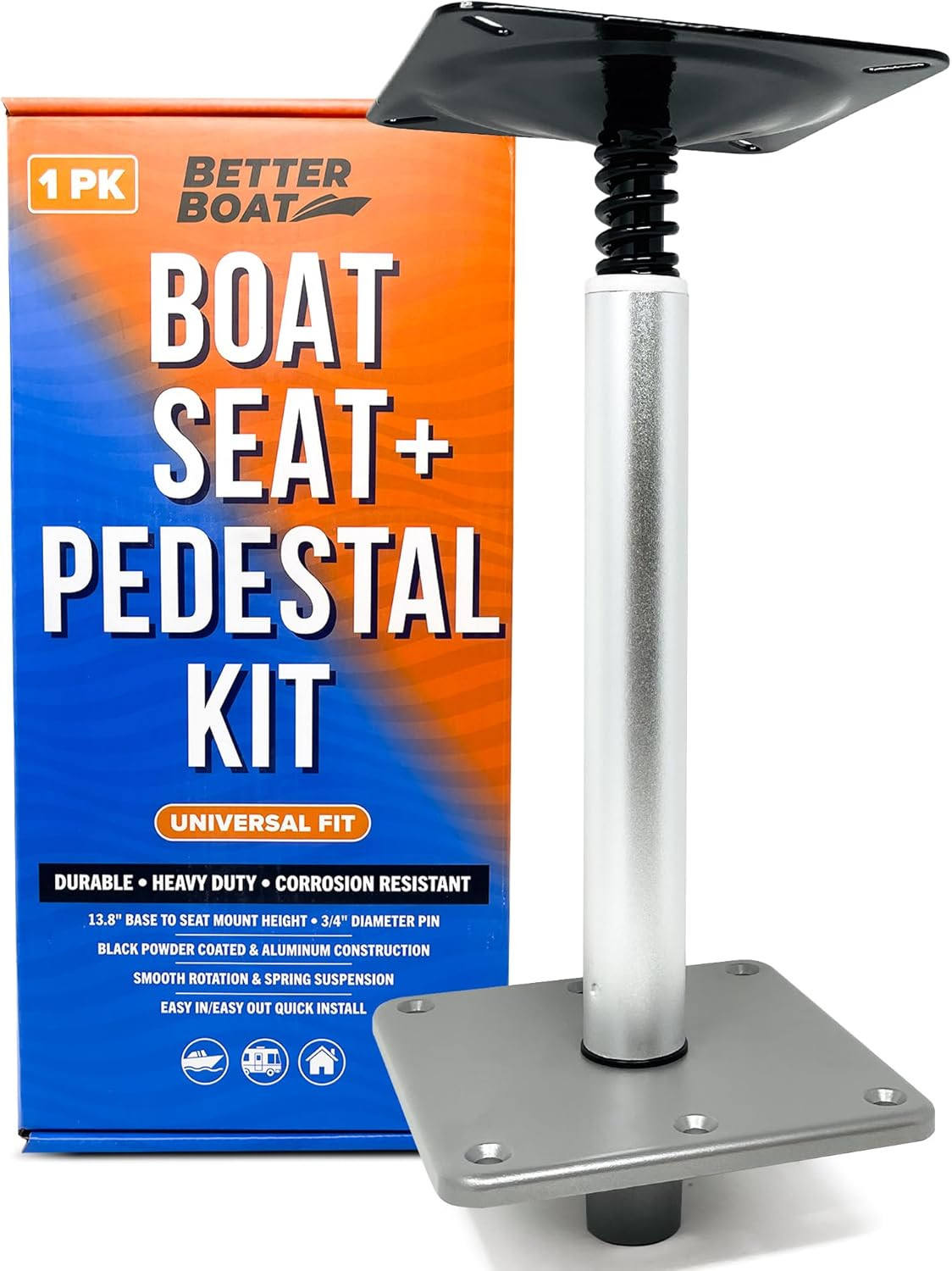 Premium Boat Pedestal Seat Kit - Includes Seat, Pedestal & Swivel Base