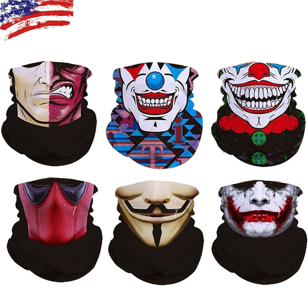 Neck Gaiter Bandana Face Mask Cooler UV Protection Cooling Gator Shield Skull