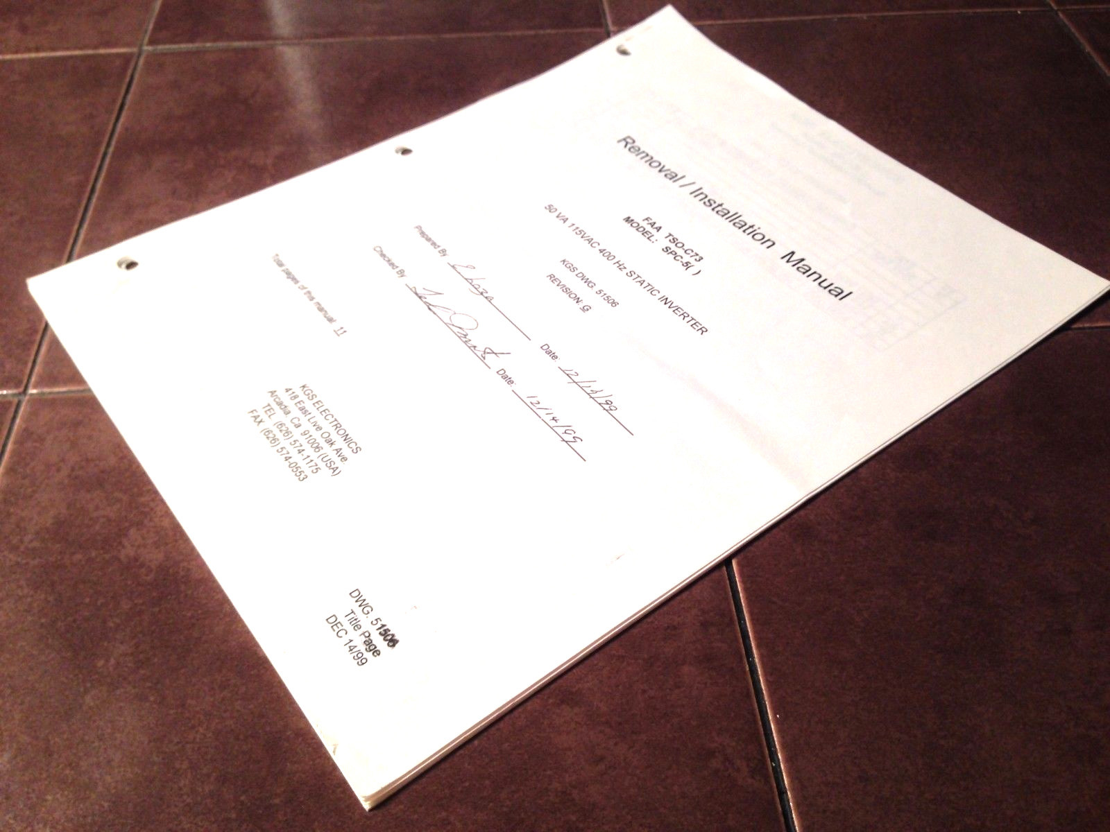 KGS Electronics SPC-5 ( ) Inverter Install Manual