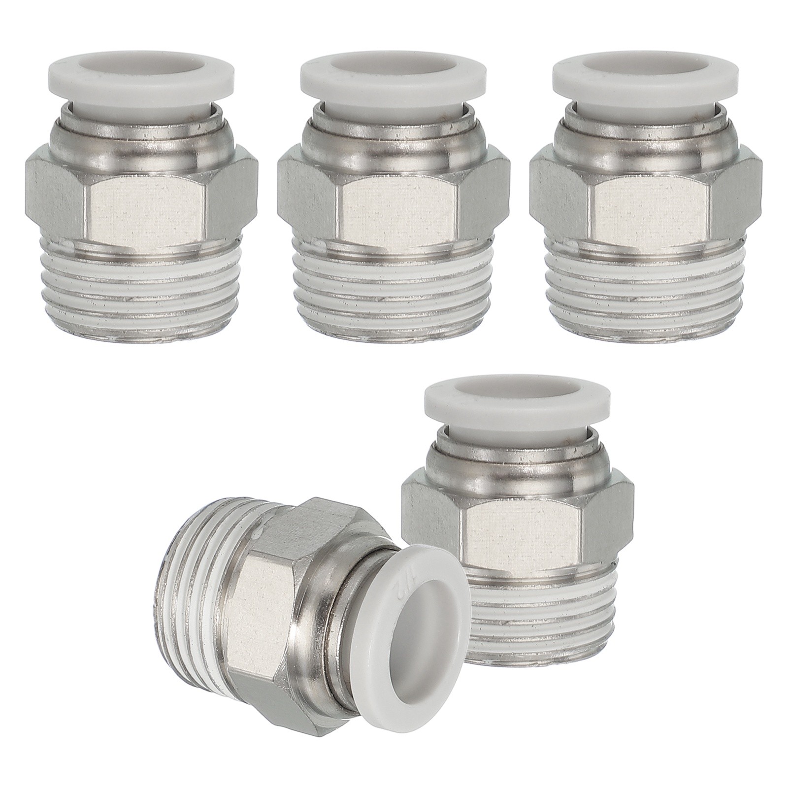 5 Pcs NPT Female 1/2" Tube OD x 1/2" NPT Thread Push to Connect Fittings, White