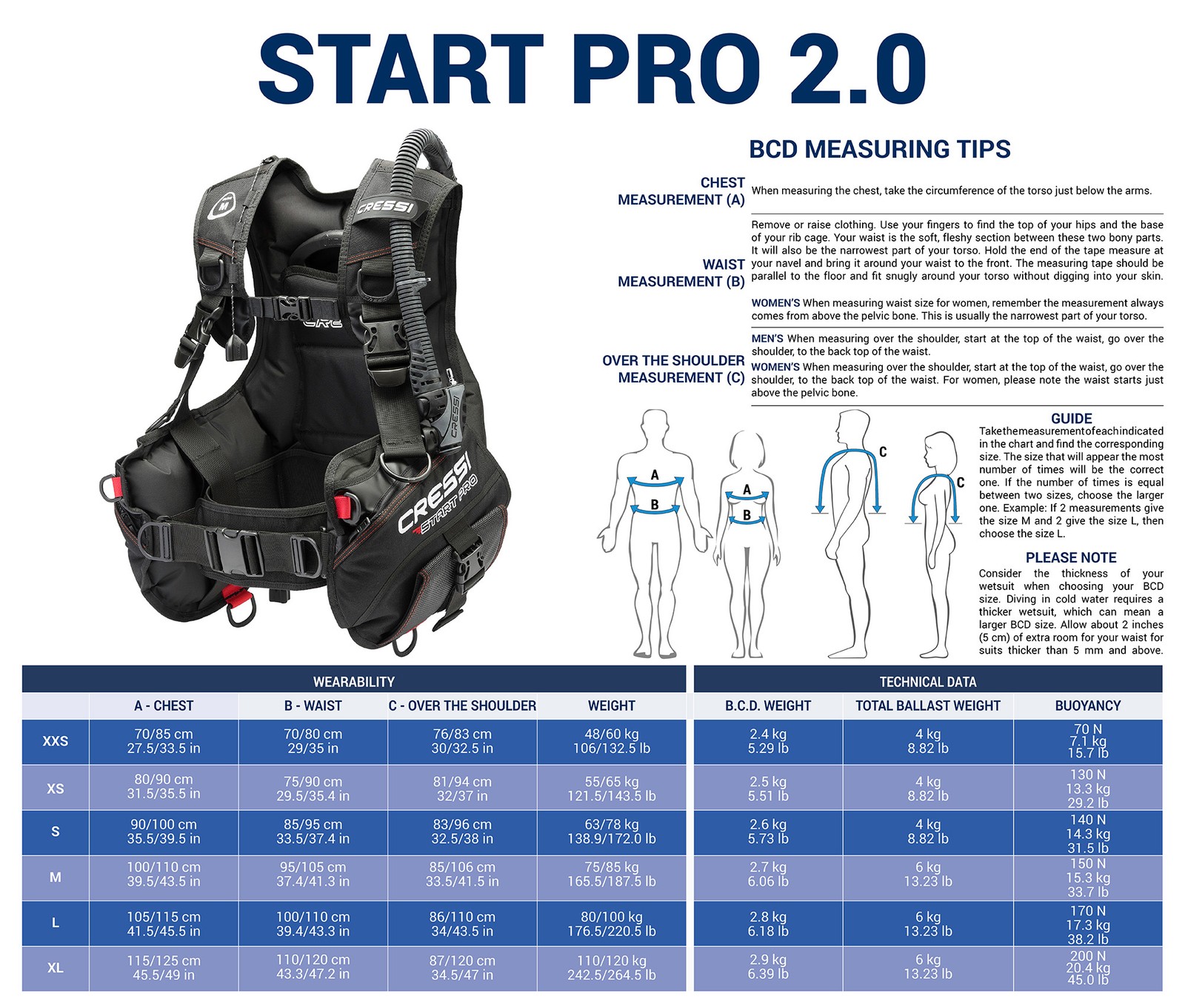 Cressi Start Scuba Diving Gear Package Complete with Start 2.0 BCD - Donatello