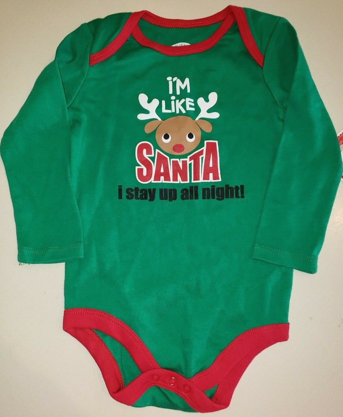 boy girl 18 mo NEW NWT CHRISTMAS snap bottom SHIRT TOP IM LIKE SANTA UP ALL NIGH