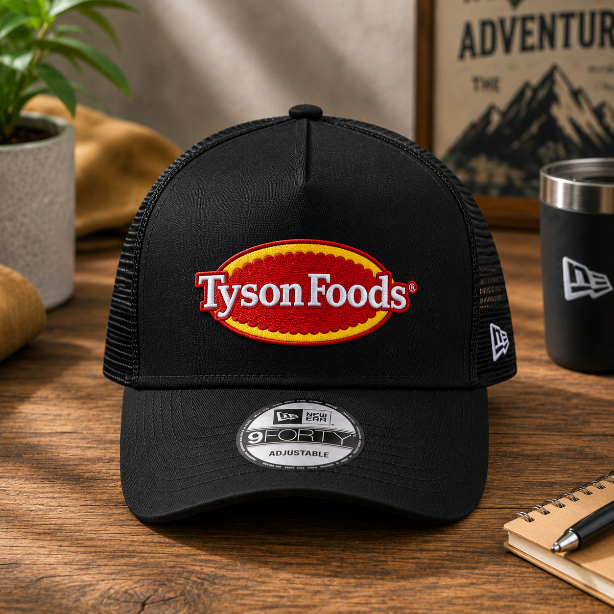Tyson Foods Embroidered Trucker Hat Black Mesh Adjustable Snapback Cap