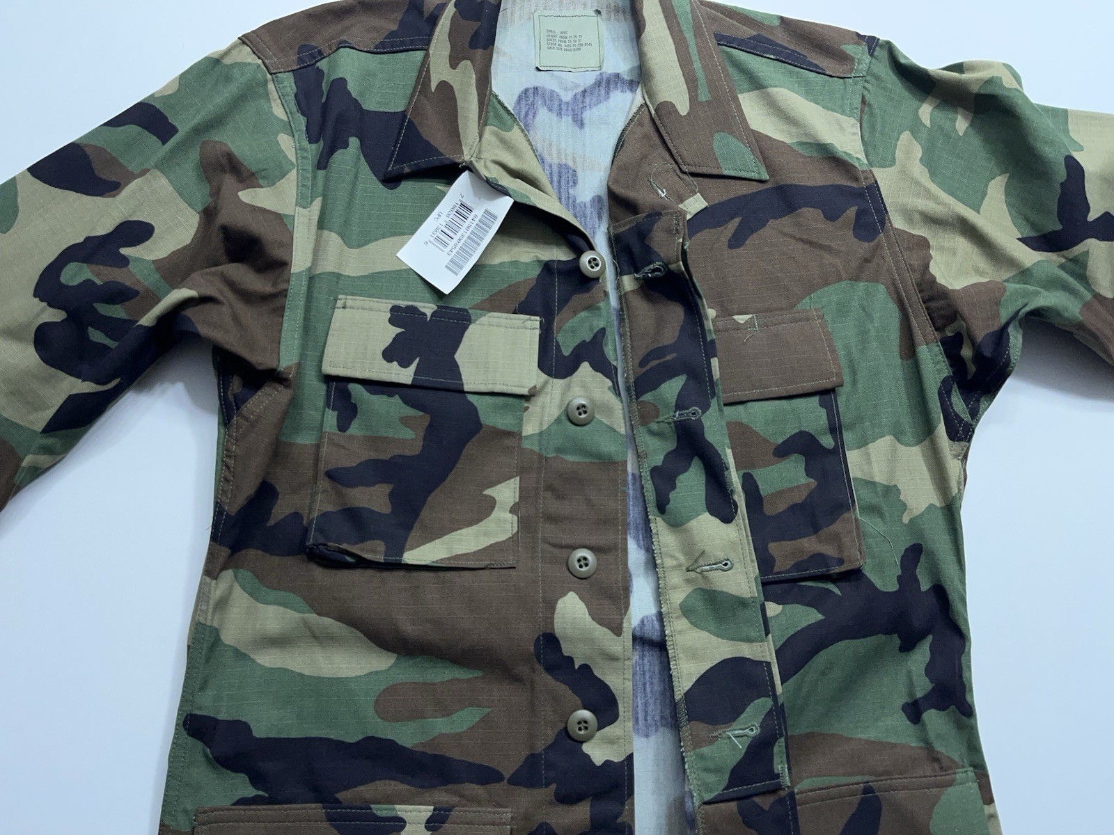 Golden MFG Hot Weather Woodland Camo Combat Jacket Mens Size Small Long NEW