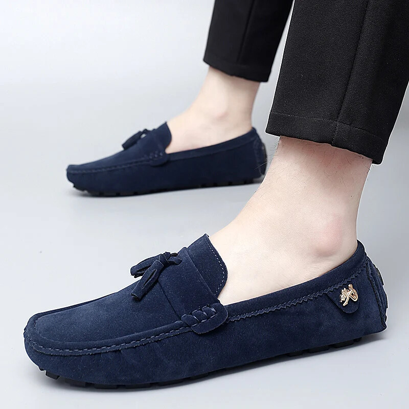 Fashion Men's Suede Loafers Comfortable Casual Shoes Slip on Flat Driving Shoes
