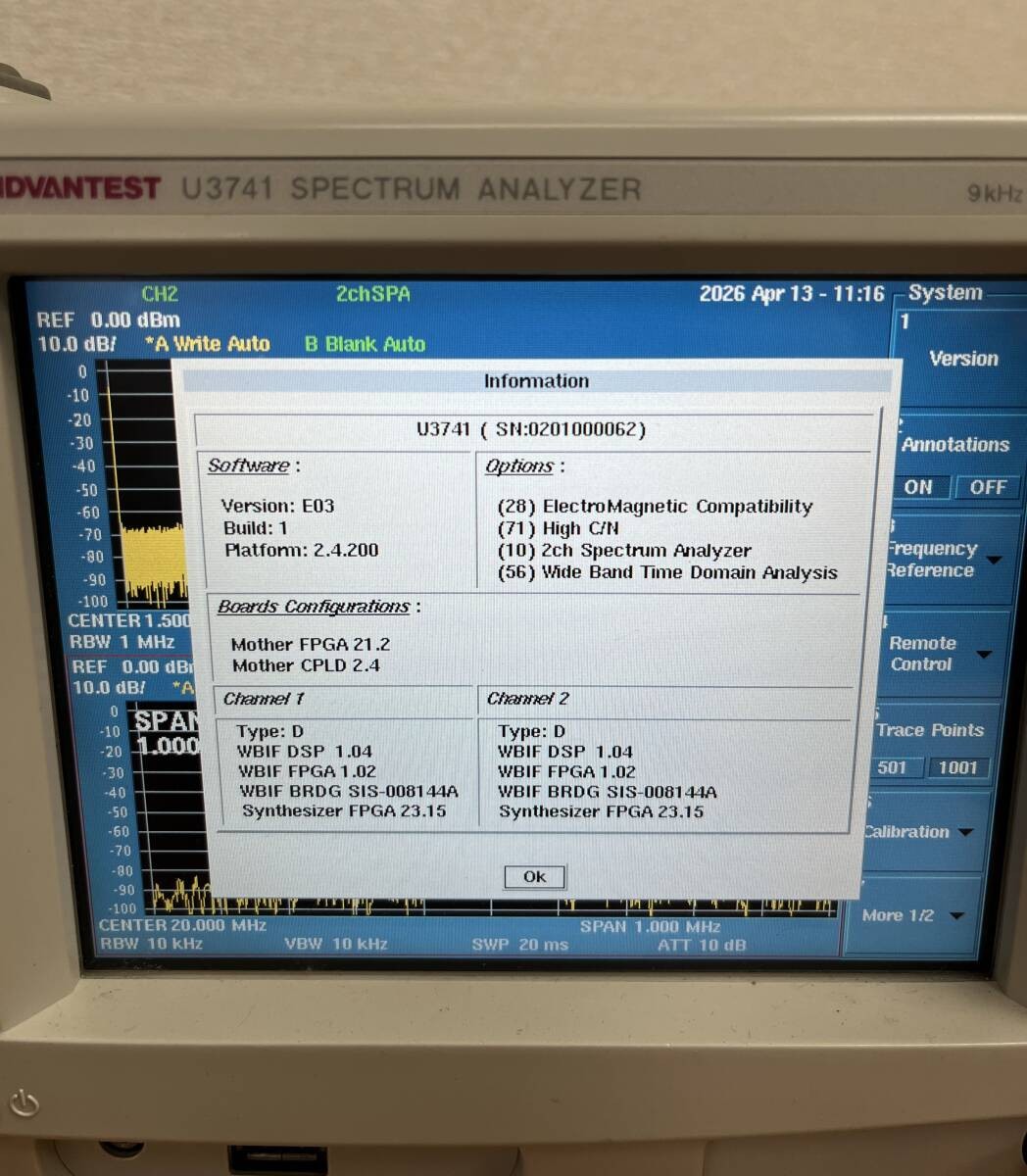 Advantest U3741 Spectrum Analyzer 2ch Input Japan