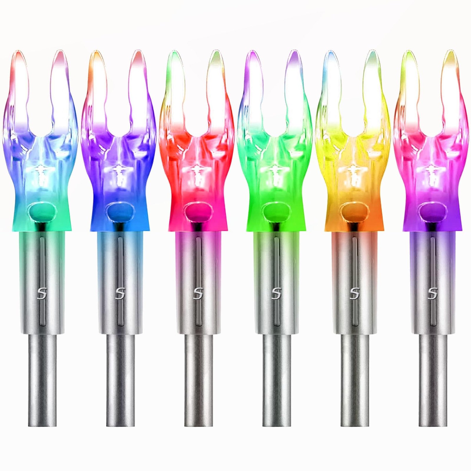 12-Pack or 6-Pack S Lighted Nocks for Arrows .244/6.2mm Lighted Arrow Nocks f...
