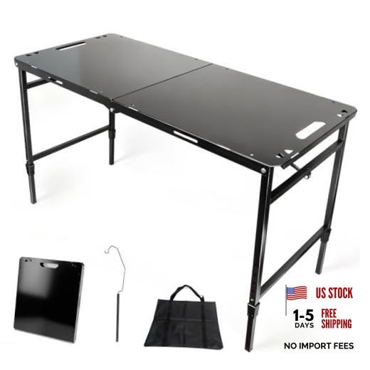 Tactical Camping Table with Adjustable Height, Collapsible 34.6"L x 16"W x 20"H