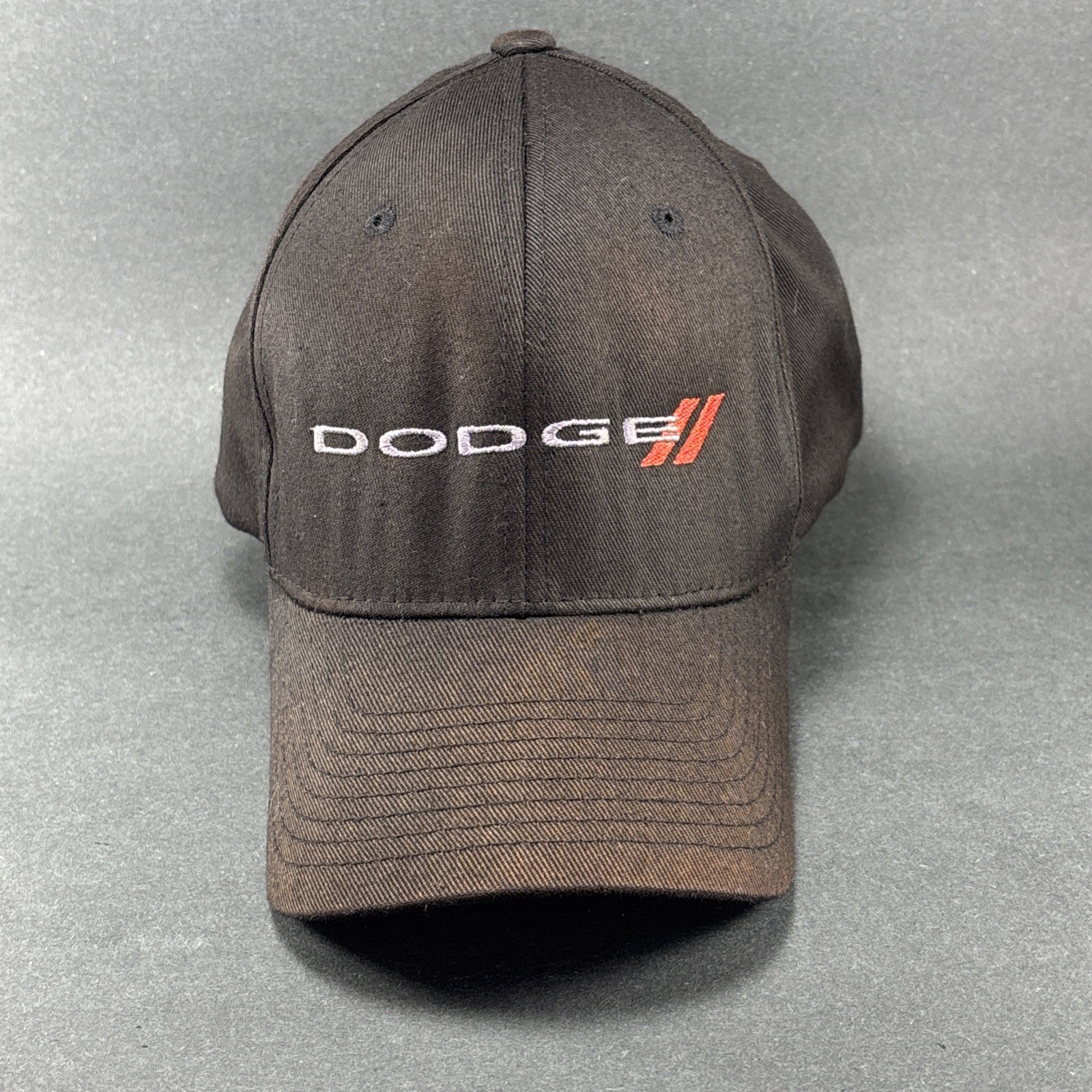 2 Dodge Racing Stripes Black Hat Cap - Hash Rally Stripes - Black and Grey