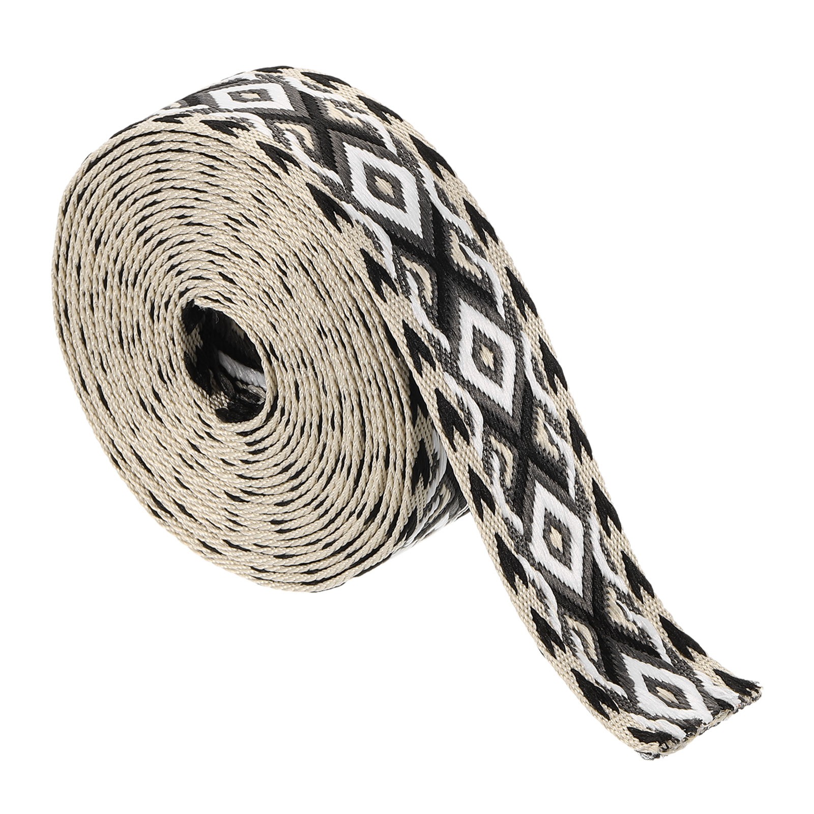 5Yards Cotton Webbing Strap 38mm Jacquard Webbing Purse Strap Dark Gray-White