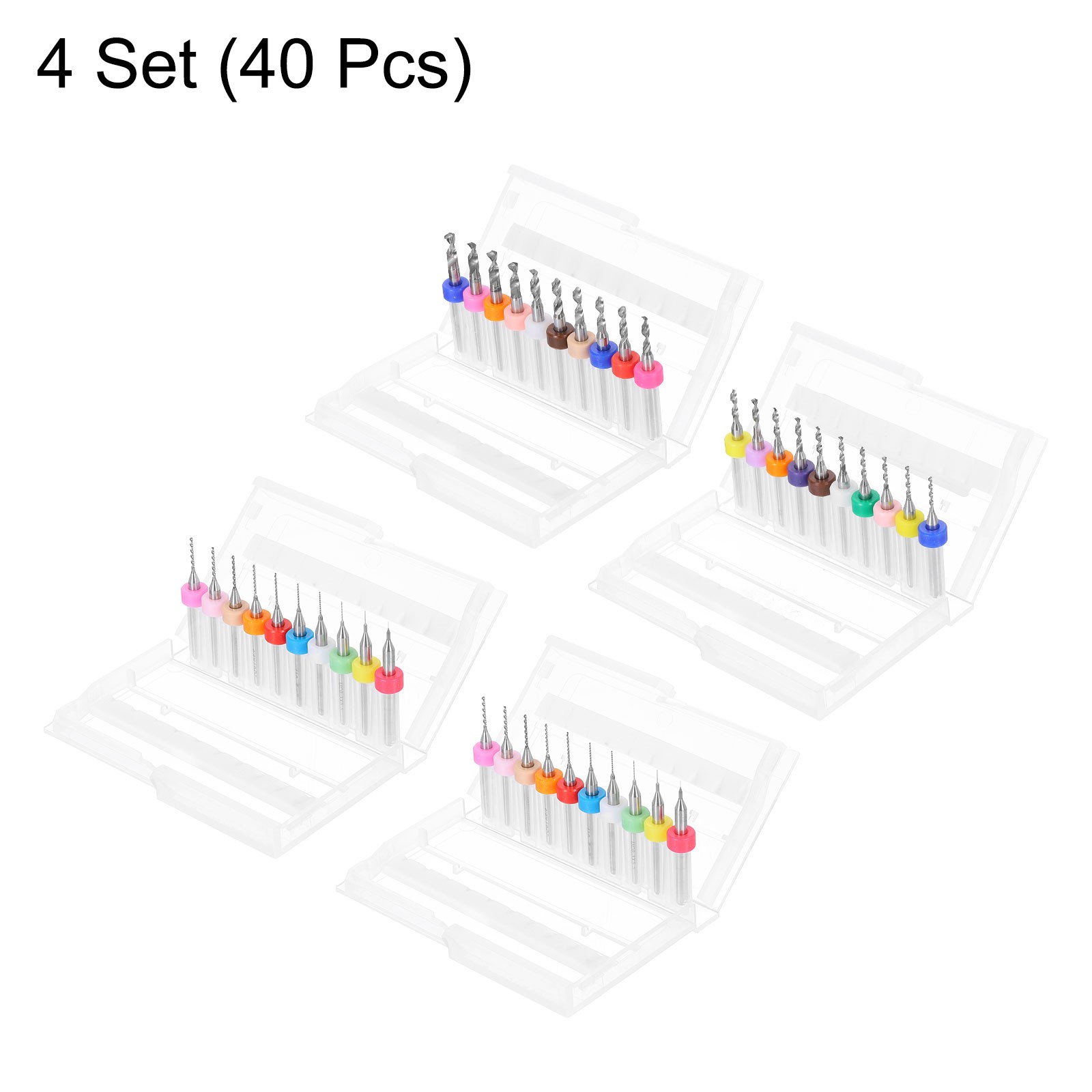 40pcs PCB Drill Bit Set 0.1mm-3.0mm Tungsten Carbide Micro Twist Drill Bits