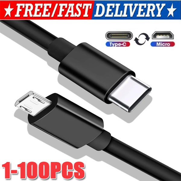 USB Type C to Micro 5V/2.4A Data & Sync Transfer OTG charging cable - Black LOT