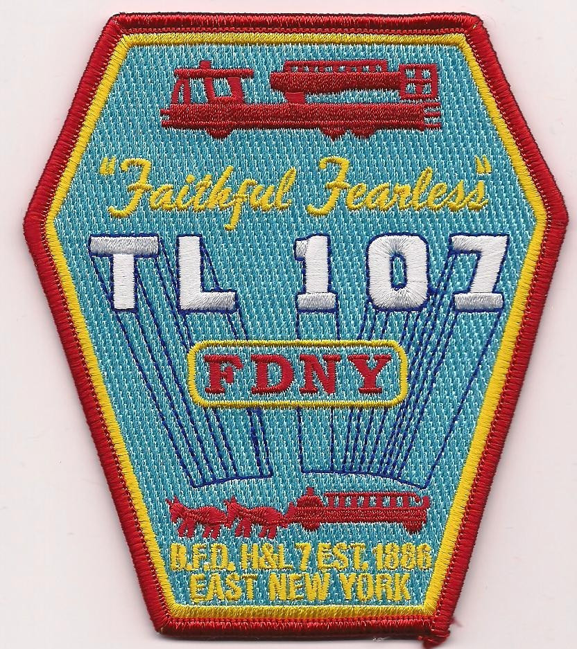 New York City - FDNY Tower Ladder-107 "Faithful", NY (4" x 4.5") fire patch
