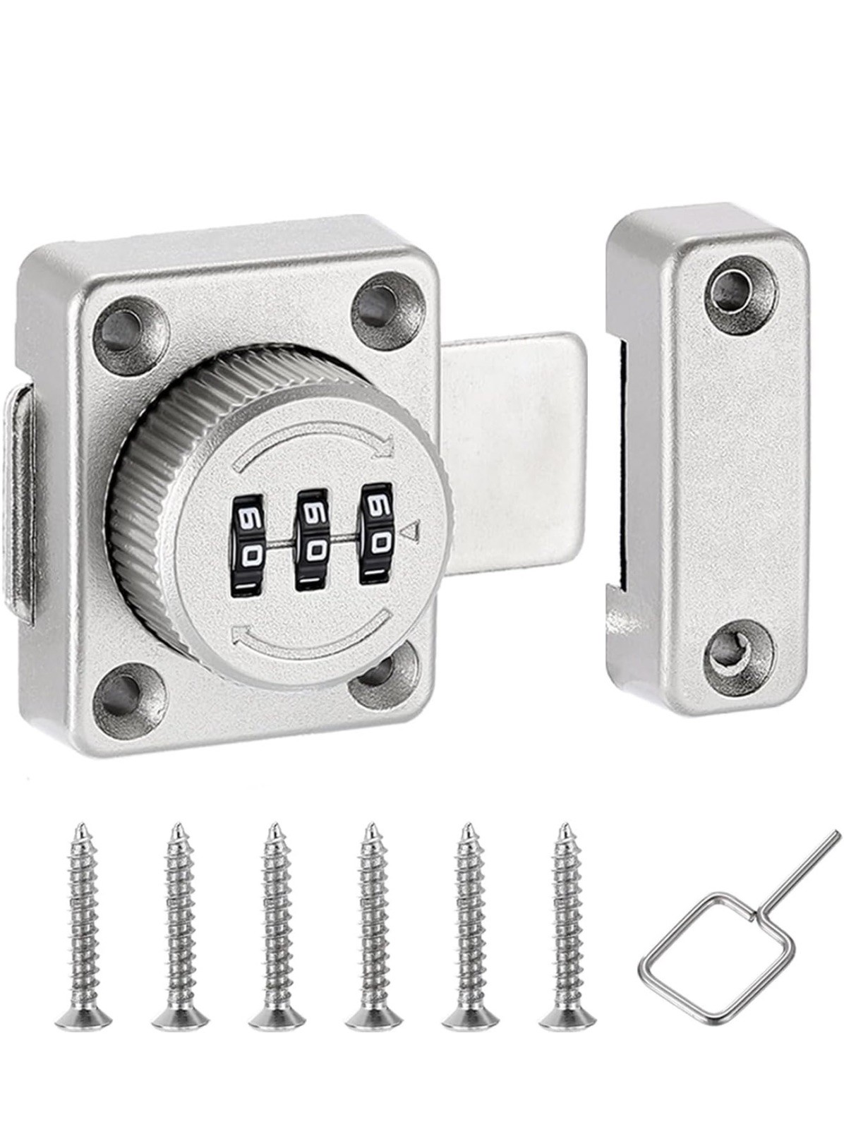 Cabinet Password Latch Combination Lock Safety Lock with L-Screwdriver Silver