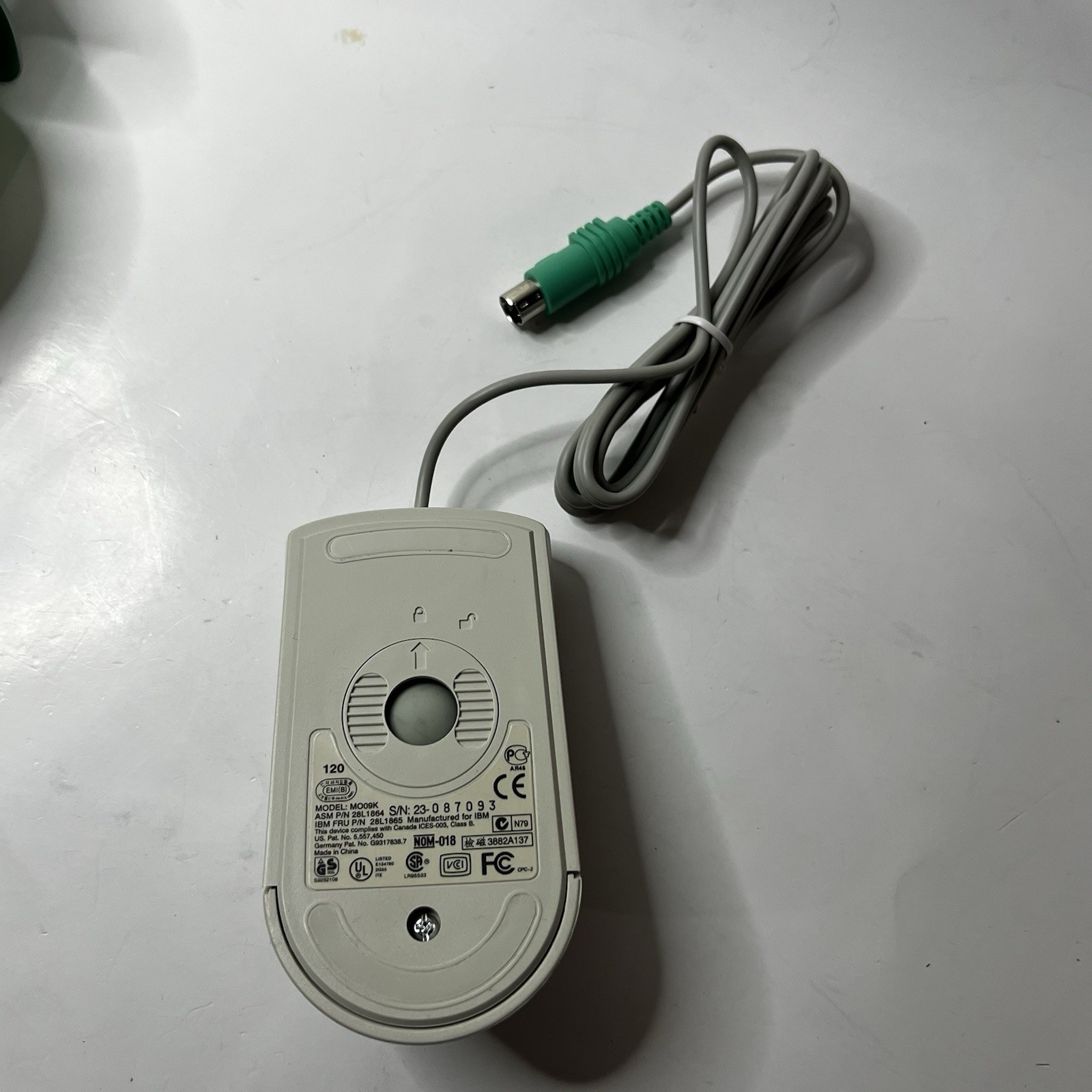 Vintage IBM Mouse MO09K PS/2 ScrollPoint II Ball Retro PC ~ Tan